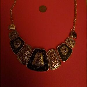 Intricate Gold Necklace vintage statement black